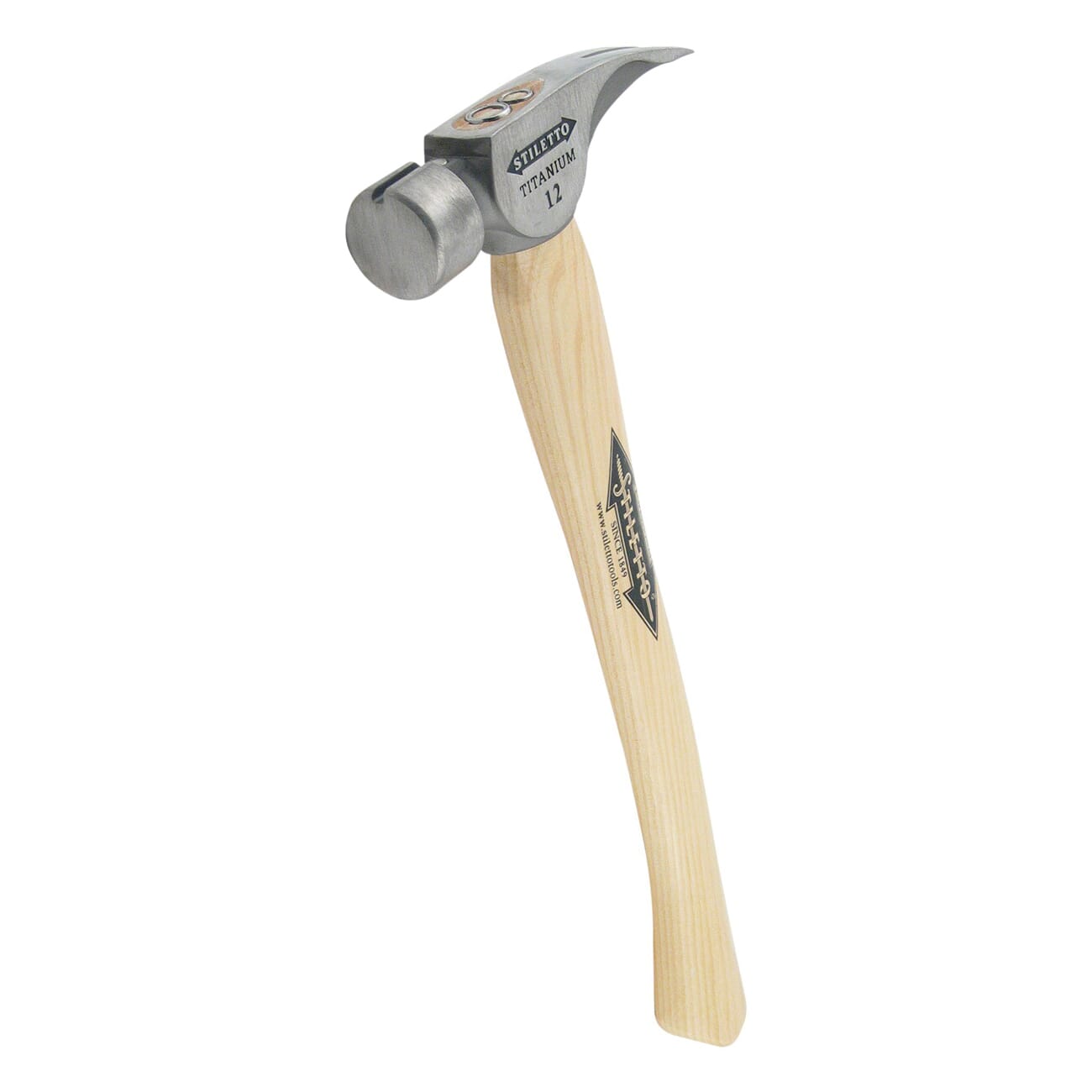 Stiletto® TI12SC Nailing Framing Hammer, 18 in OAL, Smooth Face Surface, 12 oz Titanium Head, Straight Claw, Hickory Wood Handle